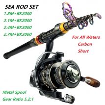 Angelruten- und Rollen-Kombiset, Teleskop-Carbonfaserrute, 1,8–3,6 m, Spinnrolle, Metallspule