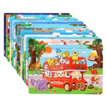 Neue 30-teilige Holzpuzzles Cartoon-Tier-Verkehrsmittel Tangram 3D-Holzpuzzle Montessori Lernspielzeug für Kinder Geschenke