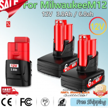 Per Milwaukee M12 Batteria 6.0Ah/3.0Ah 12V Batteria Ricaricabile Per Milwaukee M12 Strumento 48-11-2402 48-11-2411 48-11-2401MIL-12A-LI