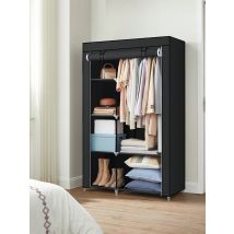 SONGMICS Guardaroba in Tessuto, Armadio Pieghevole, 6 Ripiani e 1 Barra Appendiabiti, Struttura in Metallo, 45 x 105 x 168 cm, per Camera da Letto, Cabina Armadio, Grigio /Nero/Grigio con Fantasia a