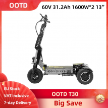Scooter elettrico OOTD T30 Pneumatici fuoristrada pieghevoli da 13 pollici 1600W * 2 60V 31.2 AH Scooter elettrico pieghevole da montagna E-Scooter