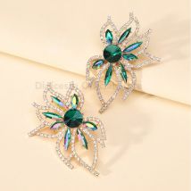 Luxus übertriebene geometrische Blume Voll kristallglas Dekor Ohr stecker für Frauen sexy elegante Modeschmuck Accessoires