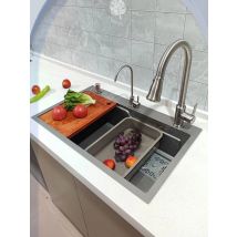 Large Capacity Multifunctional Kitchen Sink Stainless Steel Thickened Handmade Vegetable Basin Wash/Cut/Drain in One Full Set