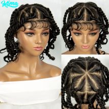 Handgefertigte geflochtene Bantu-Perücken, synthetische Vollspitze, geflochtene Spitzenperücke mit Babyhaar, Spitzenfront, knotenlose Zöpfe, Perücken für Frauen