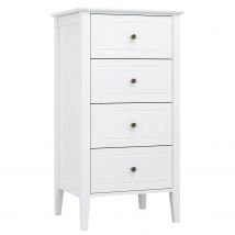 Commode Getone, cassettiera per camera da letto, cassettiera bianca, cassettiera a 4 cassetti, mobili per camera da letto, comodino, 50x40x95 cm in legno bianco