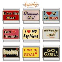 Hapiship 2023 Fashion Go Girls Love Dog Colors Charm Italienische Links Passend für 9 mm Armband Edelstahl Herstellung DIY Schmuck DJ735-A