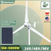 Kostenlose Solarmodule von Polen ist leistungsstärker, 5000 W, horizontale Windkraftanlage, 48 V, 96 V, niedrige Geschwindigkeit, effizienter, geräuscharm