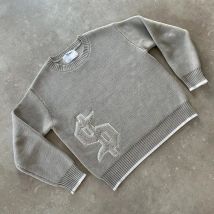 Y2K girocollo maglione lavorato a maglia grigio nuovo modello simbolo popolare pullover Harajuku retrò autunno inverno caldo abbigliamento da uomo Boxy