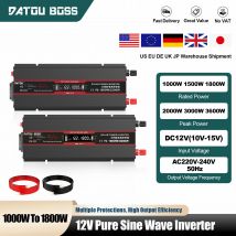 DATOUBOSS Inverter per auto portatile a onda sinusoidale pura DNB DC12V a AC220V-240V 50Hz Sistema di energia solare off-grid 1000W 1500W 1800W