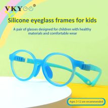 VICKY Kinder-Silikonbrille für Kinder, flexibel, abnehmbare Beine, Myopie-Brillengestell, Anti-Blaulicht, Jungen und Mädchen 9028