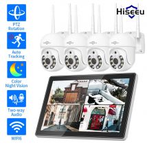 Hiseeu 3/5MP 10.1 "Monitor 10CH NVR CCTV IP Camera sistema di sorveglianza Set visione notturna P2P Wireless Security PTZ telecamere Kit muslimate