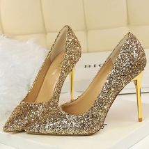Damen 7 cm 9,5 cm High Heels Pumps Hochzeit Braut Scarpins Sparkly Mid Heels Lady Party Pailletten Glitzer Abend Gold Silber Schuhe
