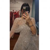FATAPAESE Haute Couture Abendkleider mit Umhang, voller Perlen, Edelsteine, Tüll-Abschlussballkleid, lange arabische Dubai-Damenkleider für die Hochzeit