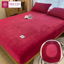 WASART-sábana ajustable de lana de terciopelo para invierno, funda de colchón elástica, ropa de cama de 2 plazas para parejas, Sábana doble de lujo de 150x190