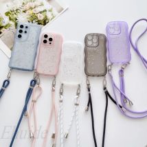 Verstellbare Tragetasche für Samsung Galaxy S26 Ultra S23 S22 S25 Plus S20 S24 FE A56 – Glitzernde Umhängehülle mit Umhängeband