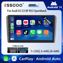 ESSGOO 9" Touch screen Display Wireless CarPlay Android Auto Autoradio Multimedia Player Radio Android 13 GPS SAT Navigation Wifi Bluetooth FM RDS ASP für Audi A3 8P 2003-2013 S3 8P 2006-2012