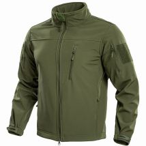 Taktische Softshell-Jacke für Herren, mit Fleece gefüttert, wasserabweisend, Windjacke, Militär-Outdoor-Mantel mit durchgehendem Reißverschluss zum Wandern, mit Taschen
