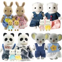 1:12 Wald Tier Familie Mini Kaninchen Bär Panda Puppe Mädchen Spielhaus Puppe SetWald Familie Villa Möbel Set Spielzeug