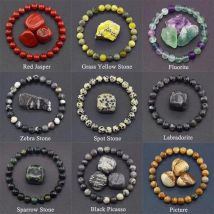 Armband aus Natursteinperlen für Damen und Herren, Amethyst, Kristall, Quarz, Achat, Tigerauge, elastische Armreifen, Reiki-Heilung, Schmuck, Geschenk