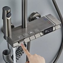 Mattgrau Klavier Dusch set Messing Bad Dusch system Wand badewanne heiß kalt Wasserhahn Set neue 4way Badezimmer Dusch sets