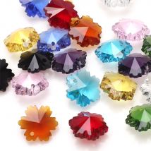 20 Stück 14 mm Kristallglas-Schneeblumen-Anhänger, lose Charms für DIY-Schmuckherstellung, Zubehör, Basteln, Ohrringe, Zubehör