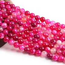 4/6/8/10/12mm Naturstein Pink Gestreifte Achate Perle Runde Lose Perlen für Schmuck Machen DIY Armband Halskette Zubehör