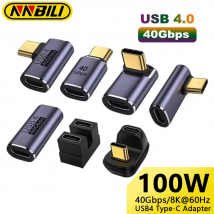 NNBILI USB4.0 40Gbps OTG USB C 90degree Adapter 100W 5A USB C to Type C Fast Charging Converter Data Adapter For Macbook 8K60HZ