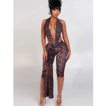Sisterlinda Backless Halter Romper Women Ribbon Patchwork Sleeveless Elastic Workout Activewear Midnight Activity Slim Playsuits