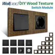 Wallpad Holz Textur Aluminium Panel Wand Licht Schalter Funktion Schlüssel Nur DIY Freie Kombination 52*52mm 1 2 3 4 5 mehrere Rahmen