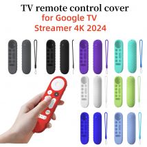 Silicone Protective Case for Google TV Streamer 4K 2024 Voice Remote Control Anti-Slipping Protection Cover Shell with Lanyard