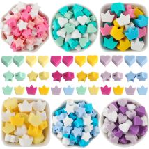 40 teile/los Silikon Krone/Stern/Herz Perlen Für Schmuck DIY Armband Halskette Ohrringe Rucksack Charme Handgemachte Accessoires