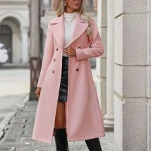 Frauen Graben Neue Herbst Winter Rosa Mantel Mode Streetwear Anzug Kragen Taste Elegante Dame Mantel Graben Schlank Vielseitige Kleidung