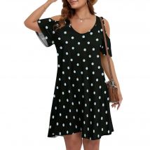 Damen-Kleid in Übergröße, kurzärmelig, schulterfrei, mit Taschen, kurzärmeliges, schulterfreies Kleid mit Taschen