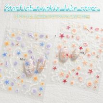 5D Sommer Muschel Nagel Aufkleber Glänzend Geprägte Seestern Muschel DIY Maniküre Aufkleber für Gel Polnisch Cat Eye Nail art Dekor