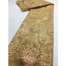 Gold African Beaded Lace Fabric 2025 Embroidered Nigerian Lace Fabrics Bridal High Quality French Net Lace Fabric 5 yards M4885