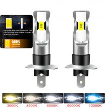 2 Stück H1 H3 LED-Glühbirnen Scheinwerferlampen Mini 30000LM 6500K CSP Superhelle Fern- und Abblendlichter für Auto-Nebelscheinwerfer 12V Weiß Automobil