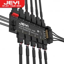 JEYI ARGB PWM 5-Wege-Lüfter-Hub, adressierbarer 12-V-4-Pin-PWM und 5-V-3-Pin-ARGB-2-in-1-Hub, RGB-Lüfter, RGB-Streifensplitter