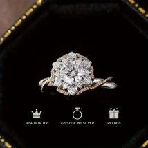 Moissan ite Silber Blütenblatt Rattan Blumen ring, Geburtstag Jubiläum Gedenk geschenk Verlobung sring Ringe für Frauen