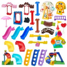 Duże klocki budowlane zjeżdżalnia huśtawka schodowa huśtawka huśtawka seria kompatybilna Duploe duża cegła zabawka edukacyjna dla dzieci prezent dla dzieci