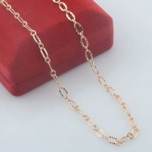 Glänzende 4 mm Damen 585 Roségold Farbe Mädchen Smart Link Oval Ketten Halskette Schmuck
