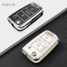 3 4 Tasten TPU Autoschlüsselhülle für VW Volkswagen Golf 7 MK7 Tiguan MK2 Seat Ateca Leon FR Ibiza Skoda Octavia Kodiaq Fob Bag