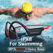 POLVCDG Cuffie a conduzione ossea IPX8 32GB Bluetooth 5.3 Cuffie da nuoto wireless con microfono Esercizio fitness impermeabile
