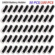 100/50pcs 18650 Battery Holders 3.6V to 4.2V 18650 Battery Clips High Quality Plastic Battery Storage Box Case with Connect Lead