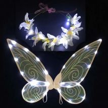 Kinder Mädchen Kinder DIY leuchtend leuchten Elfen flügel glühen Party liefert Blumenkranz Krone Requisiten Geburtstags geschenk Hochzeits fest
