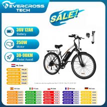 EVERCROSS TECH EK28 Bicicletta Elettrica 28" per Adulti, Mountain Bike Elettrica 250W con Batteria 36V 12Ah, Autonomia di 60 Miglia & 25KM/H, E-Bike a 7 Velocità con Batteria Li-Ion Rimovibile