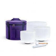 Hye-eun 432 Hz/440 Hz 6"A 8"C 10"F Quarzkristall-Klangschale Chakra-Set 3-teilig mit kostenloser Tasche für Meditation, Klangheilung