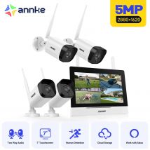 Annke 3MP 5MP Sistema CCTV Wireless 4CH NVR Telecamera wifi esterna Touch screen da 7 pollici Audio bidirezionale Telecamera di sicurezza Wifi 2/4 pezzi