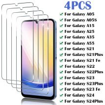 Vetro temperato 4 pezzi per Samsung Galaxy A55 A35 A05S A15 A25 proteggi schermo per Samsung S22 S23 Plus S21 Fe S24 Ultra Glass