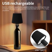 LED-Tischlampe, Weinflaschenlampe, abnehmbare Schreibtischlampe, 3-farbig, verstellbar, Ladedekoration für Bar, Café, Atmosphäre, Nachtlicht