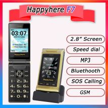 Happyhere F7 telefoni cellulari flip schermo da 2,8 pollici sbloccato cellulare velocità dial SOS radio FM senior Telefono cellulare economico con pulsante a pressione